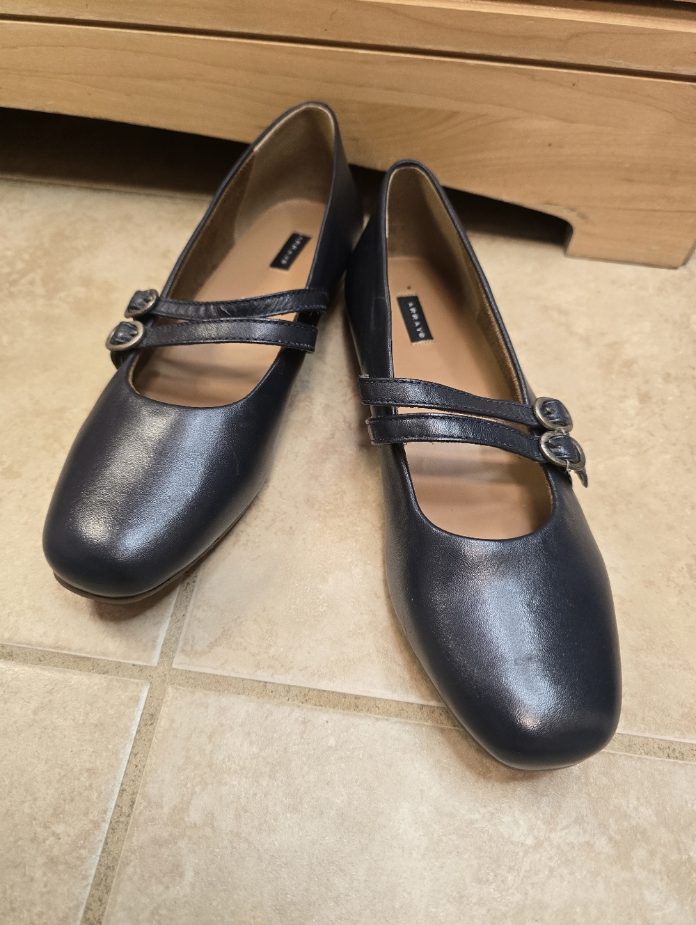 Array Faith Navy Blue Mary Jane Double Strap Ballet Flats Size 9 M